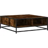 vidaXL Salontafel 80x80x30 cm bewerkt hout en metaal gerookt eiken