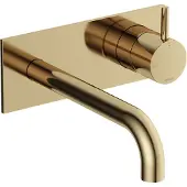 Hotbath Inbouw Wastafelkraan Met Achterplaat Cobber 18cm Gebogen Uitloop 1-Hendel Gepolijst Messing