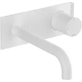 Hotbath Inbouw wastafelkraan met achterplaat cobber 18 cm gebogen uitloop 1-hendel mat wit