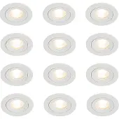 QAZQA Set van 12 inbouwspots wit rond GU10 50mm IP44 - Xena