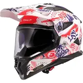 LS2 LS2MX702PioneerIIFantasyWitRoodBlauw06AdventureMotorhelm Maat 2XL