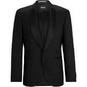 BOSS ONE Regular-fit smokingjasje van scheerwollen serge