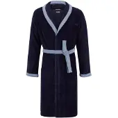 BOSS Ochtendjas van marineblauw katoenen fluweel met logostiksel
