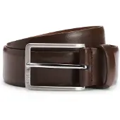 BOSS Riem van Italiaans leer met geborstelde zilverkleurige hardware