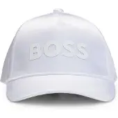 BOSS Kinderpet van satijn met logo in rubberprint