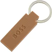 BOSS Sleutelhanger van camelkleurig silicone en messing met logo