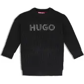 HUGO Gebreide sweaterjurk voor kinderen met logo met studs Maat 138