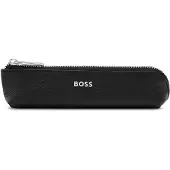 BOSS Zwart etui van generfd leer met logoletters