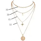 ECarla Fijne delicate ketting met ster-medallion – 4-delig – Goudkleur