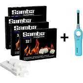 Samba Aanmaakblokjes Wit - Kerosine - 4 x 32 Stuks Inclusief BBQ Aansteker