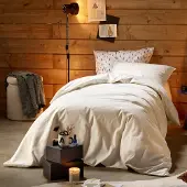 MOODIT Dekbedovertrek Freya Cream Flanel-140 x 200 / 220 cm | 1-Persoons