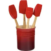 Le Creuset Geschenkset Met Spatelpot In Aardewerk En 4 Premium Spatels Kersenrood