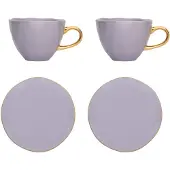 Urban Nature Culture Koffie- en theeset Good Morning Cup and Plate Lila 250 ml (Set van 4)