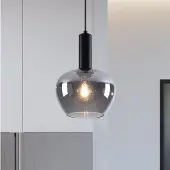 LumenXL Zwarte hanglamp Ischa in appelvorm smoke glas