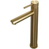 Brauer Gold Carving verhoogde wastafelkraan met lange, ronde handgreep en ColdStart geborsteld messing PVD