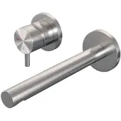 Brauer Brushed Edition ColdStart wastafelkraan inbouw rechte uitloop en rozetten model B2 RVS geborsteld PVD
