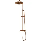 Brauer Copper Carving opbouw regendouche met 30cm douchekop en staafhanddouche geborsteld koper PVD