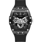 GUESS Analoog horloge 'PHOENIX' zwart / zilver