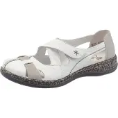 Rieker Ballerina met riempjes '46367' greige / wit