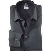 Olymp Olympslim fit katoenen overhemd grijs effen