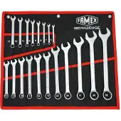 FAMEX 10349-19 Set van 19 chroom vanadium stalen combinatiesleutels