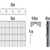 Alberts Dubbelstaafmat hekwerk Bergen antraciet, hoogte: 100-160cm, totale lengte: 10-20m, voor plaatsing in beton (set)