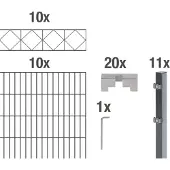 Alberts Dubbelstaafmat hekwerk Bergen antraciet, hoogte: 100-160cm, totale lengte: 10-20m, voor plaatsing in beton (set)