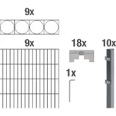 Alberts Dubbelstaafmat hekwerk Oslo antraciet, hoogte: 100-160cm, totale lengte: 10-20m, voor plaatsing in beton (set)