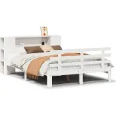 vidaXL Bed met boekenkast zonder matras grenenhout wit 140x190 cm