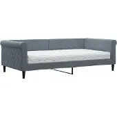 vidaXL Slaapbank met matras 100x200 cm fluweel donkergroen