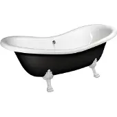 Polysan Charleston Vrijstaand bad 188x83x69cm, witte poten, zwart/wit