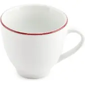 BonBistro Kop 20cl burgundy rim Basic White (Set van 6)