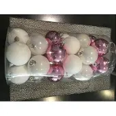 Timstor 30 stuks Kerstballen Wit/roze 6cm onbreekbaar