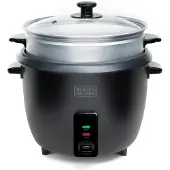 Black & Decker Rijstkoker van 1,8 liter, 700 W, met zwarte stoommand - - BXRC1800E