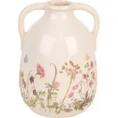 Clayre & Eef Vaas Ø 16x22 cm Beige Roze Keramiek Bloemen