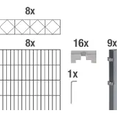 Alberts Dubbelstaafmat hekwerk Bergen antraciet, hoogte: 100-160cm, totale lengte: 10-20m, voor plaatsing in beton (set)