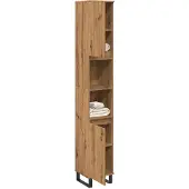 vidaXL Badkamerkast 30x30x190 cm bewerkt hout artisanaal eikenkleurig