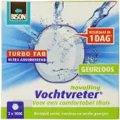Bison Vochtvreter navultablet 2x 100 g, luchtontvochtiger, geschikt voor Vochtvreter Ambiance, bestrijd hoge luchtvochtigheid, geen batterij nodig, ook geschikt voor caravans en campers