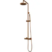 Brauer Copper Edition opbouw regendoucheset met staafhanddouche en hoofddouche 20cm koper geborsteld PVD
