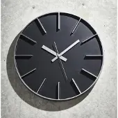 Lemnos -Edge-Wandklok-Large-Zwart-Massief-Aluminium