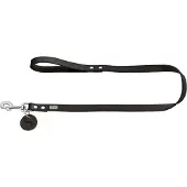 Hunter Looplijn Leder Zwart - Hondenriem - 110x1.3 cm