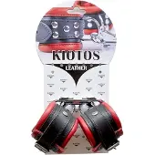 Kiotos Leren handboeien 5 cm breed gevoerd - zwart/rood