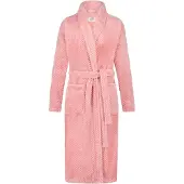Ten Cate Dames Badjas Fleece - roze badjas stippen - maat XL