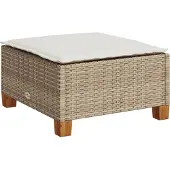 vidaXL Tuinkruk met kussen 63,5x56x32 cm poly rattan beige