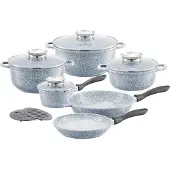 Zilner Ele Aluminium Pannenset 12 Delen met Marmcoating