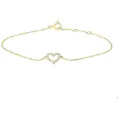 The Jewelry Collection Geelgouden Armband hart zirkonia 16 4018156