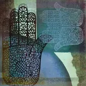 Safaary Oosterse schilderij Mehndi hands Malay Blauw