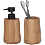 Sealskin Earth Badkamerset Zeepdispenser 150ml + Tandenborstelbeker Eiken