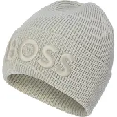 BOSS Beanie van een wolmix met logostiksel