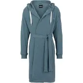 BOSS Blauwe ochtendjas met capuchon en logoprints op de mouwen Maat M